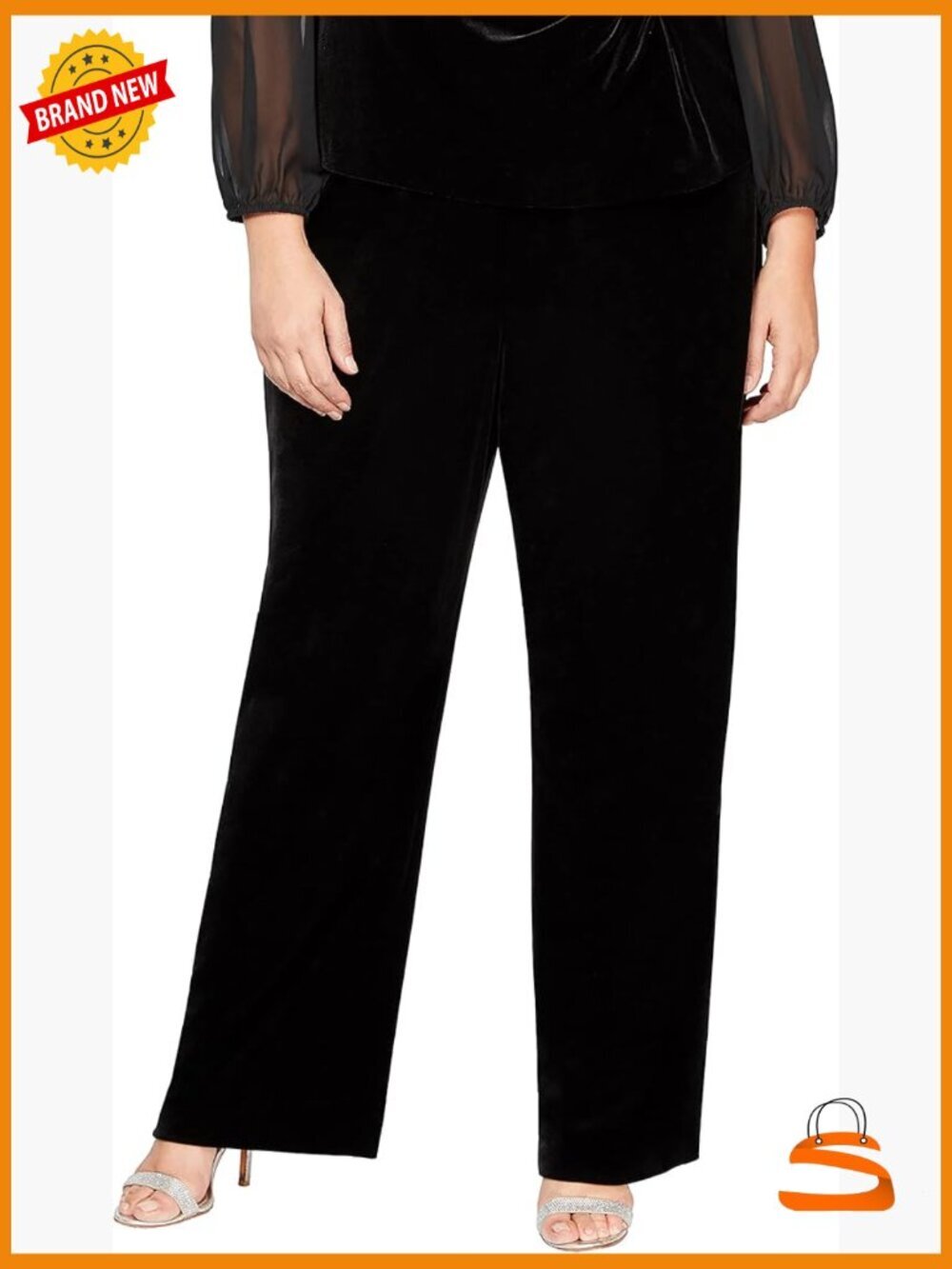 Stretch Velvet Wide Leg Pants - Formal Evening Slacks